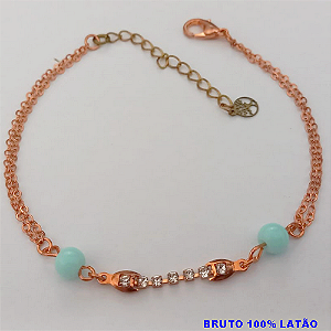 PULSEIRA NO BRUTO PRONTO PARA O BANHO(CX155)(COM CORRENTE DUPLA COM CONTAS COLORIDAS ) PESO 2.1GR(TAMANHO 18CM) BRU24476
