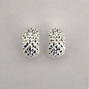 BRINCO FOLHEADO A PRATA COM 50 MILÉSIMOS + VERNIZ DIAMOND - BRINCO DE PINO MEIA LUA 10X20MM PRA850