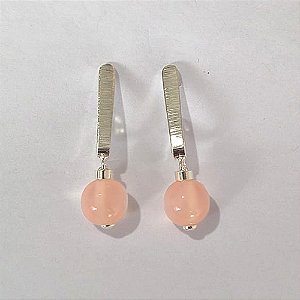 BRINCO FOLHEADO A PRATA COM 50 MILÉSIMOS + VERNIZ DIAMOND - BRINCO DE DE PINO BASE COMPRIDA COM BOLA EM ACRÍLICO 10MM PRA855