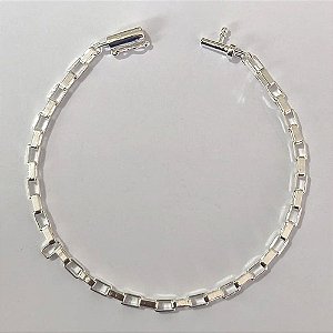 PULSEIRA FOLHEADA A PRATA COM 50 MILÉSIMOS + VERNIZ DIAMOND - PULSEIRA TIJOLINHO - TAMANHO 21CM COM FECHO CANHÃO- PRA869