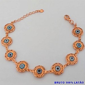 PULSEIRA NO BRUTO PRONTO PARA O BANHO(CX156)(COM CORRENTE TODA EM OLHO GREGO ) PESO 6.2GR (TAMANHO 18CM) BRU24491