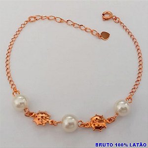 PULSEIRA NO BRUTO PRONTO PARA O BANHO(CX156)(COM CORRENTE SIMPLES E DLICADA COM PEROLAS ) PESO 2.2GR (TAMANHO 18CM) BRU24492