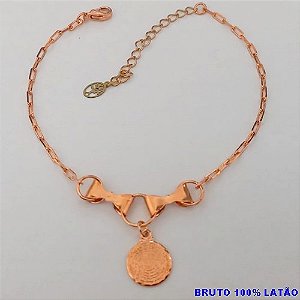 PULSEIRA NO BRUTO PRONTO PARA O BANHO(CX156) PULSEIRA SIMPLES E DELICADA COM MEDALHA DO PAI NOSSO ) PESO 8.8GR (TAMANHO 18CM) BRU24496