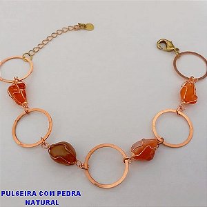 PULSEIRA NO BRUTO PRONTO PARA O BANHO(CX156) PULSEIRA com quatro pedra natural (quartzo) PESO 6.2GR (TAMANHO 18CM) BRU24554