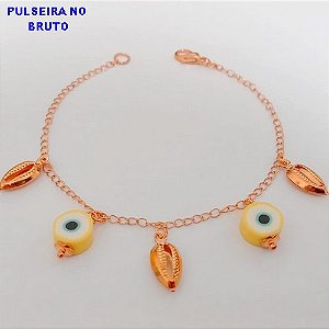 PULSEIRA NO BRUTO PRONTO PARA O BANHO(CX156) PULSEIRAl COM OLHO GREGO) PESO 3.2GR (TAMANHO 18CM) BRU24555