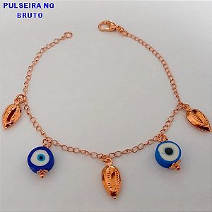 PULSEIRA NO BRUTO PRONTO PARA O BANHO(CX156) PULSEIRA COM OLHO GREGO) PESO 3.2GR (TAMANHO 18CM) BRU24556