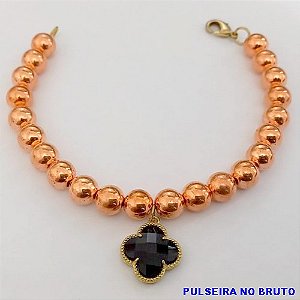 PULSEIRA NO BRUTO PRONTO PARA O BANHO(CX156) PULSEIRA COM CORRENTE INTERNA E BOLAS DE 6MM E VAN CLEFF DE VIDRO) PESO 7,2GR (TAMANHO 20CM) BRU24573