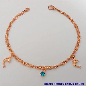 PULSEIRA NO BRUTO PRONTO PARA O BANHO(CX157) PULSEIRA COM CORRENTE SIMPLES SINGAPURA DUPLA) PESO 1.3GR (TAMANHO 20CM) BRU24581