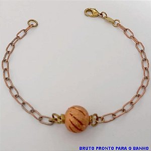 PULSEIRA NO BRUTO PRONTO PARA O BANHO(CX157) PULSEIRA COM CORRENTE NORMAL E UMA BOLA DIAMANTADA DE12MM ) PESO 4.2GR (TAMANHO 20CM) BRU24587