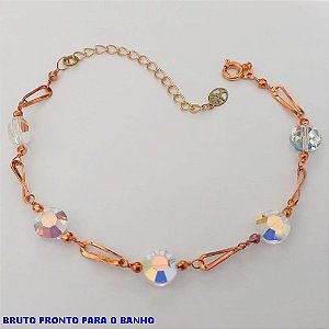 PULSEIRA NO BRUTO PRONTO PARA O BANHO(CX157) PULSEIRA COM CORRENTE ESPECIAL CRISTAL ( PESO 4.6GR (BRU24609