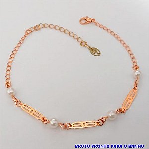 PULSEIRA NO BRUTO PRONTO PARA O BANHO(CX157) PULSEIRA COM CORRENTE PEROLA ( PESO 1.7GR (BRU24611
