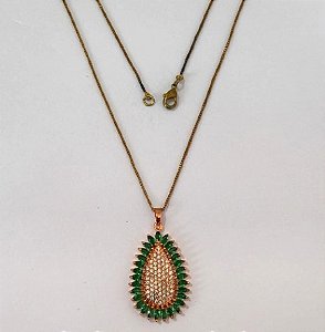 GARGANTILHA NO BRUTO PRONTO PARA O BANHO(CORRENTE VENEZIANA DE 45CM(CX158)PINGENTE COLORIDO TODO CRAVEJADO EM MICRO ZIRCONIAS 3X2CM( PESO 5.5GR (BRU24620