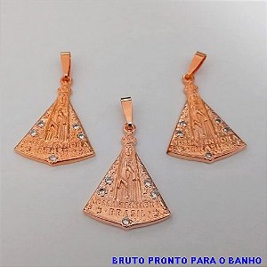 PINGENTE NO BRUTO PRONTO PARA O BANHO(CX158)(cris) - KIT COM 3 PINGENTES NOSSA SENHORA APARECIDA COM ZIRCONIA CRISTAL - PESO TOTAL 2.8GR(cada pingente) - BRU24625