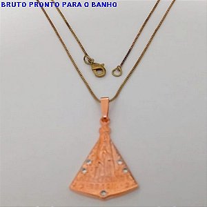 GARGANTILHA NO BRUTO PRONTO PARA O BANHO(CX158)(cris) -GARGANTILHA CORRENTE VENEZIANA DE 45CM NOSSA SENHORA APARECIDA COM ZIRCONIA CRISTAL (TAMNHO 2,5X2CM) - PESO TOTAL 4.7GR - BRU24629