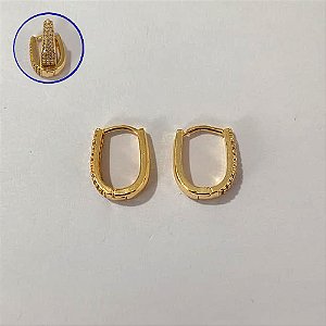 BRINCO FOLHEADO A OURO - BANHADO COM 5 MILÉSIMOS + VERNIZ DIAMOND - BRINCO DE ARGOLA CRAVEJADO EM MICROS ZIRCÔNIAS CRISTAIS - TAMANHO: 5X16MM - OURO1262