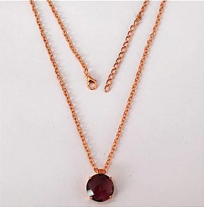 GARGANTILHA NO BRUTO PRONTO PARA O BANHO(CX158)- GARGANTILHA CORRENTE DE 45CM COM UMA PINGENTE DE VIDRO SEXTAVADO DE 14MM- PESO TOTAL 5,9GR - BRU24636