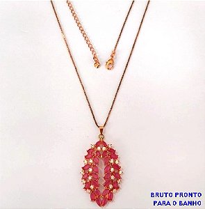 GARGANTILHA NO BRUTO PRONTO PARA O BANHO(CX158)- GARGANTILHA CORRENTE VENEZIANA 45CM - COM O PINGENTE COM PINGENTE TODO CRAVEJADO 4X2,5CM- PESO TOTAL 8.8GR - BRU24643