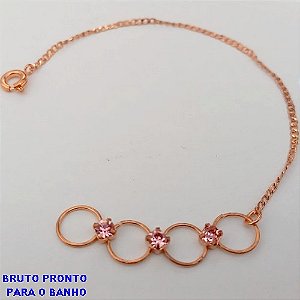 PULSEIRA NO BRUTO PRONTO PARA O BANHO(CX158)- PULSEIRA DELICADA COM QUATRO PEDRA DE ZIRCONIA - TAMANHO 18CM- PESO TOTAL 1GR - BRU24646