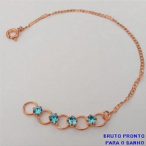 PULSEIRA NO BRUTO PRONTO PARA O BANHO(CX158)- PULSEIRA DELICADA COM QUATRO PEDRA DE ZIRCONIA - TAMANHO 18CM- PESO TOTAL 1GR - BRU24647