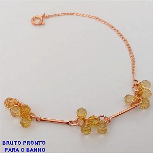 PULSEIRA NO BRUTO PRONTO PARA O BANHO(CX158)- PULSEIRA DELICADA COM VARIAS PEDRAS DE CRISTAL SEXTAVADOS - TAMANHO 18CM- PESO TOTAL 2.9GR - BRU24648