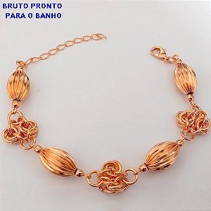 PULSEIRA NO BRUTO PRONTO PARA O BANHO(CX158)- PULSEIRA DELICADA COM VARIAS PEDRAS DE CRISTAL SEXTAVADOS - TAMANHO 18CM- PESO TOTAL 2.9GR - BRU24648