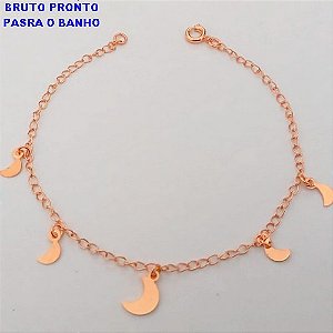 PULSEIRA NO BRUTO PRONTO PARA O BANHO(CX158)- PULSEIRA DELICADA COM BADULAQUES - TAMANHO 18CM- PESO TOTAL 1.4GR - BRU24651