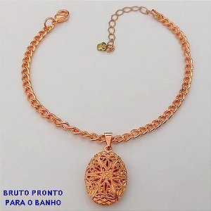 PULSEIRA NO BRUTO PRONTO PARA O BANHO(CX158)- PULSEIRA DELICADA COM RELICARIO - TAMANHO 18CM- PESO TOTAL 8.5GR - BRU24652