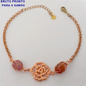 PULSEIRA NO BRUTO PRONTO PARA O BANHO(CX159)- PULSEIRA COM PEDRA NATURAL- TAMANHO 18CM- PESO TOTAL 4.9GR - BRU24658