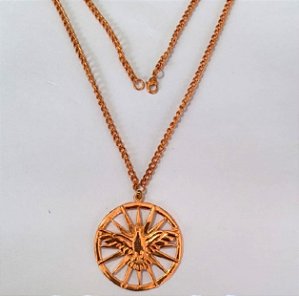 GARGANTILHA NO BRUTO PRONTO PARA O BANHO(CX159)- GARGANTILHA COM MEDALHA DO ESPIRITO SANTO GRANDE 4,5CM E CORRENTE DE 70CM - TAMANHO 70CM- PESO TOTAL 35.6GR - BRU24664