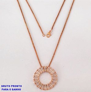 GARGANTILHA NO BRUTO PRONTO PARA O BANHO(CX159)- GARGANTILHA COM PINGENTE TODO CRAVEJADO E CORRENTE VENEZIANA DE 45CM- PESO TOTAL 7.9GR - BRU24667