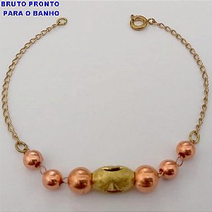 PULSEIRA NO BRUTO PRONTO PARA O BANHO(CX159)- PULSEIRA TODA TRABALHADA 18CM - PESO TOTAL 2,6GR - BRU24671
