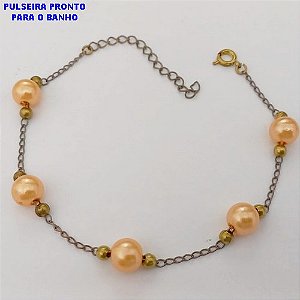 PULSEIRA NO BRUTO PRONTO PARA O BANHO(CX160)- EM PEROLA DE 10MM / TAMANHO 18CM - PESO TOTAL 3.1GR - BRU24698