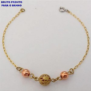 PULSEIRA NO BRUTO PRONTO PARA O BANHO(CX160)- PULSEIRA SIMPLES E DELICADA / TAMANHO 18CM- PESO TOTAL 1.7GR - BRU24707