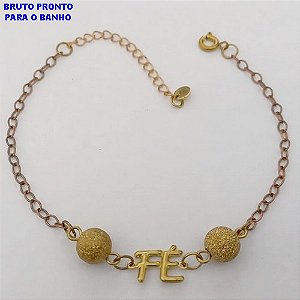 PULSEIRA NO BRUTO PRONTO PARA O BANHO(CX160)- COM BOLAS EM LATÃO DIAMANTADA DE FÉ/ TAMANHO 18CM - PESO TOTAL 2,4GR - BRU24710