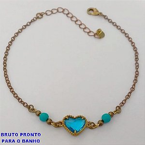PULSEIRA NO BRUTO PRONTO PARA O BANHO(CX160)- PULSEIRA TODA TRABALHADA COM UMA BORBOLETA DE VIDRO)/TAMANHO 18CM +EXTENSOR- PESO TOTAL 2.4GR - BRU24725