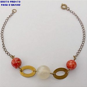 PULSEIRA NO BRUTO PRONTO PARA O BANHO(CX160)- PULSEIRA SIMPLES E DELICADA COM BOLAS EM RESINA )- PESO TOTAL 2.4GR - BRU24731