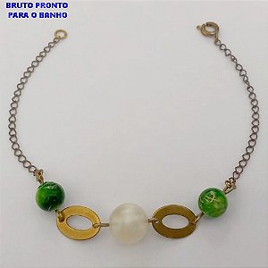 PULSEIRA NO BRUTO PRONTO PARA O BANHO(CX160)- PULSEIRA SIMPLES E DELICADA COM BOLAS EM RESINA )- PESO TOTAL 2.4GR - BRU24732