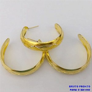 BRINCO NO BRUTO PRONTO PARA O BANHO(CX160)- BRINCO DE ARGOLA 100% LATÃO DE 3,5CM )- PESO TOTAL 7.6GR - BRU24734