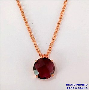 GARGANTILHA NO BRUTO PRONTO PARA O BANHO(CX161)- GARGANTILHA COM PEDRA DE VIDRO SEXTAVADA DE 14MM / CORRENTE DE 45CM/ COM FECHO LAGOSTA)- PESO TOTAL 6.3GR - BRU24741