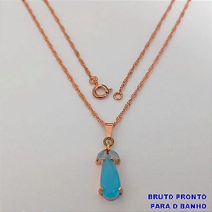 GARGANTILHA NO BRUTO PRONTO PARA O BANHO(CX161)- CORRENTE SINGAPURA DE 45CM PINGENTE DE VIDRO DE 1,5CM /- PESO TOTAL 2.7GR - BRU24746