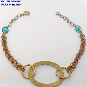 PULSEIRA NO BRUTO PRONTO PARA O BANHO(CX161)- PULSEIRA COM PEDRAS DE RESINAE CORRENTE DUPLA/ TAMANHO 18CM / - PESO TOTAL 4.2GR - BRU24762