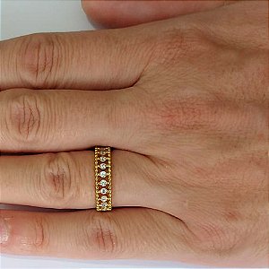 ANEL NO BRUTO PRONTO PARA O BANHO - ANEL CRAVEJADOS COM MICROS ZIRCÔNIAS - PESO MÉDIO 2,0R - COMPOSIÇÃO: LATÃO / ZIRCÔNIA - ANEL000520