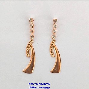 BRINCO NO BRUTO PRONTO PARA O BANHO(CX164)- BRINCO DE PINO SIMPLES E DELICDADO COM CRISTAL 3CM/ - PESO TOTAL 1.7GR - BRU24826