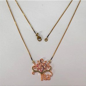 GARGANTILHA NO BRUTO PRONTO PARA O BANHO(CX164)- GARGANTILHA COM CORRENTE VENEZIANA BI-PARTIDA COM ARVORE DA VIDA TODA CRAVEJADA 2,5CM(PESO 9.44.9GR ) BRU24832