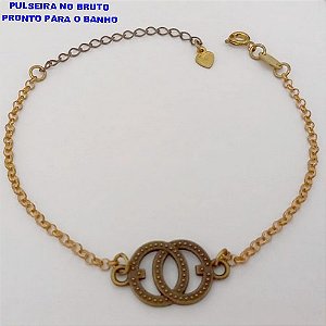 PULSEIRA NO BRUTO PRONTO PARA O BANHO(CX164)- PULSEIRA COM CORRENTE ELLO PORTUGUES(TAMANHO 18CM+EXTENSOR (PESO 2,7GR ) BRU24836