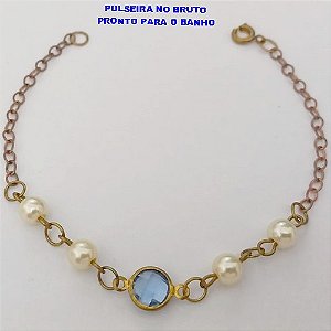 PULSEIRA NO BRUTO PRONTO PARA O BANHO(CX164)- PULSEIRA COM PEROLAS DE 4MM(TAMANHO 18CM (PESO 1.9GR ) BRU24837
