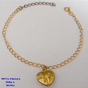 PULSEIRA NO BRUTO PRONTO PARA O BANHO(CX164)- PULSEIRA SIMPLES PINGENTE DE CORAÇÃO DE 1,5CM (PESO 1.9GR ) BRU24851