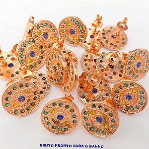 BRINCO NO BRUTO PRONTO PARA O BANHO(CX164)- PINGENTE DE 12MM CRAVEJADO (VERDE/AZUL/AMARELO)) "BRASIL" (PESO 1.9GR ) BRU24856