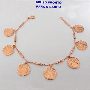 PULSEIRA NO BRUTO PRONTO PARA O BANHO (CX164)- PULSEIRA TODA COM MEDALHA DE NOSSA SENHORA APARECIDA (PESO 7.8GR ) BRU24868