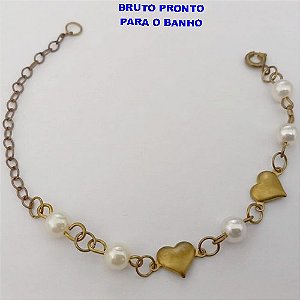 PULSEIRA NO BRUTO PRONTO PARA O BANHO (CX165)- PULSEIRA SIMPLES E DELICADA COM PEROLAS (PESO 2.0GR ) BRU24874